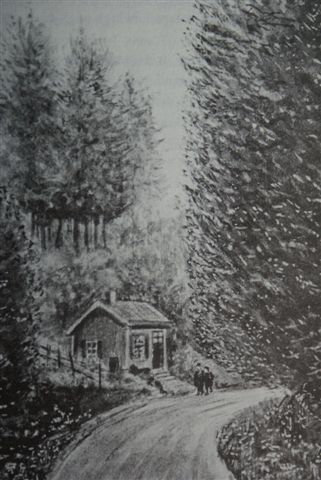 Het douanehuisje in 1911 (Tekening: Eli Heimans)